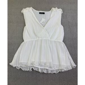 NWT On Twelfth Gathered Blouse Top Sleeveless V neck Wide Strap Size Small